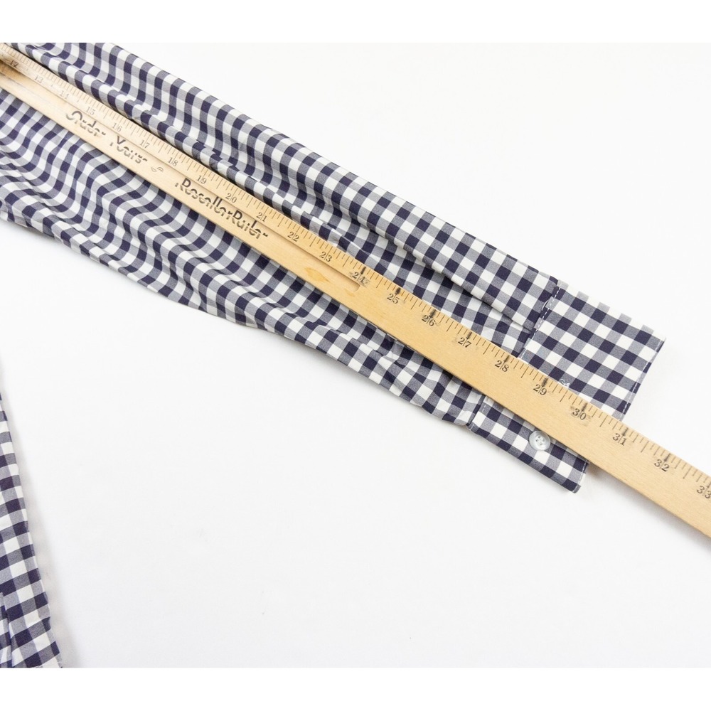 Mizzen Main Shirt Mens Medium Blue Button Down Collared Trim Fit Stretch Check - Picture 11 of 11